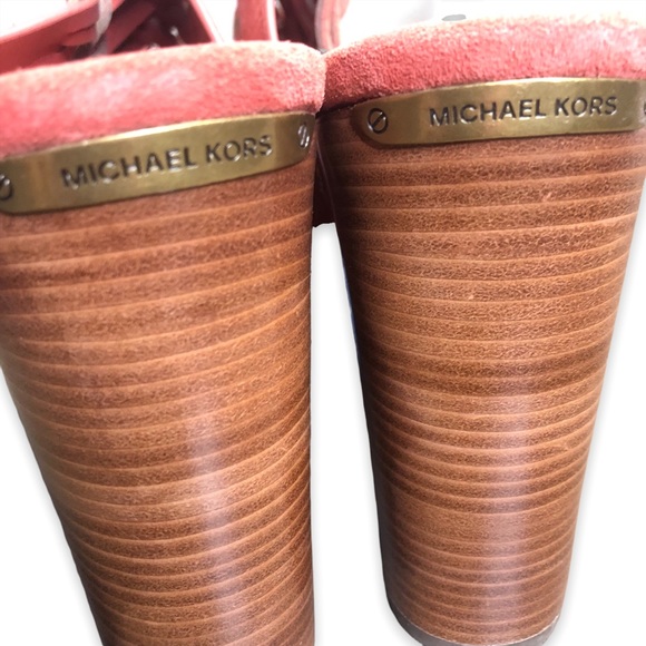 MICHAEL Michael Kors Westley Mule Suede Cinnamon Platform Stacked Heels  9 M - Picture 9 of 16